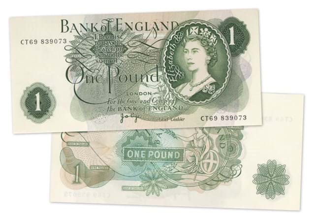 Queen Elizabeth II 1953–2022 Commemorative Set £1 Banknote Obverse Reverse