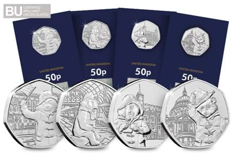 This set includes all four Paddington 50p coins issued in 2018 and 2019. Each coin has been struck to a superior Brilliant Uncirculated quality and comes with a security hologram.