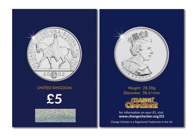 2002 UK Golden Jubilee CERTIFIED BU £5 Obv Rev In Blister Card