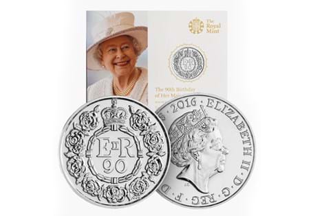 Your pair features the 2015 Winston Churchill Fine Silver £20 coin in official Royal Mint packaging, alongside the 2016 Queen Elizabeth II 90th birthday.