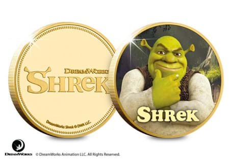This Official Shrek Commemorative_features a full colour image on one side and the Shrek Logo on the other. It comes enclosed within the official collector card, protecting its quality.