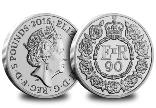 2016 Queen S 90Th Birthday £5 Coin Obv Rev