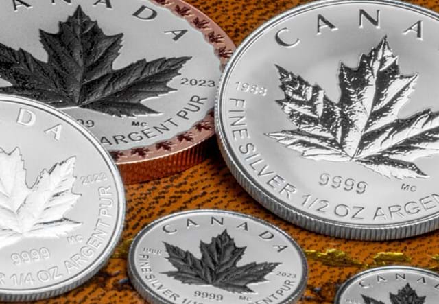 2023 Silver Maple Leaf Fractional Set Coins Close Up 1
