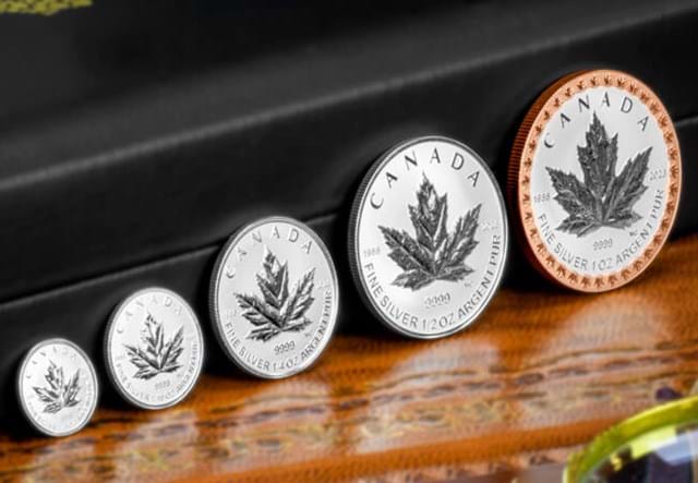 2023 Silver Maple Leaf Fractional Set Coins Upright 2