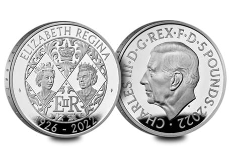 The UK 2022 Her Majesty Queen Elizabeth II Silver Proof £5 has been struck with .925 Silver to a Proof finish. The first coin to feature the new effigy of King Charles III.