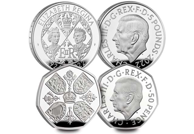50P And £5 Silver Pair