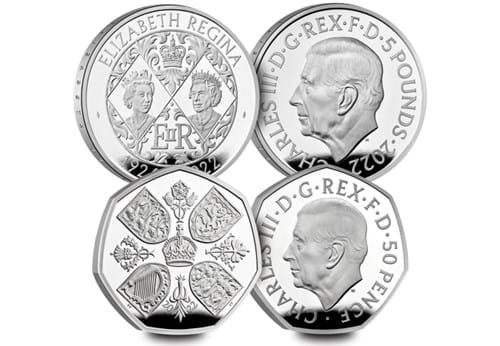 50P And £5 Silver Pair