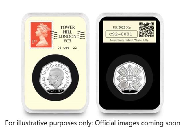 UK 2022 Charles BU 50P £5 Datestamp Pair Product Page Images (DY) With Disclaimer