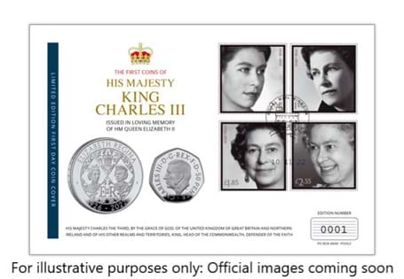 The new 50p and £5 BU coins can now secured in a cover alongside the official Royal Mail in memoriam stamps. LEP: 9,500