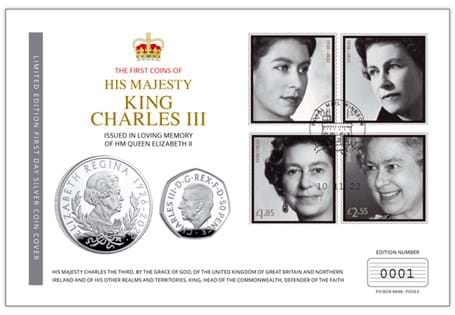 The official Silver 50p and 1oz First Day Cover including the Royal Mail's In Memoriam Stamps.