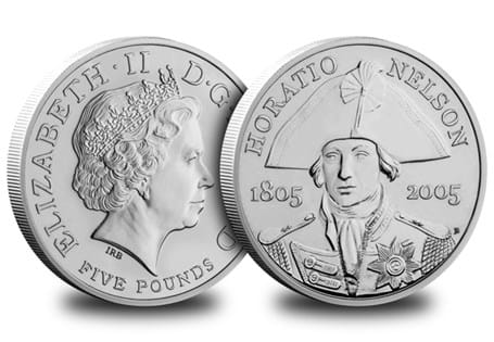Struck in 2005 to commemorate Lord Nelson 200 years on from his death at the Battle of Trafalgar. Reverse design features a portrait of Nelson and dates 1805 and 2005.
