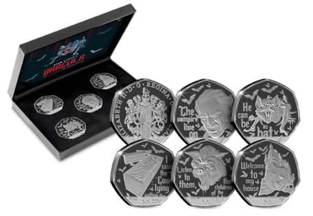 To celebrate the 125th Anniversary of the iconic novel Dracula, 5 Brand New 50ps featuring a shadowy dark proof finish have been issued by Gibraltar. 