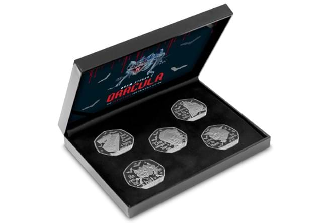 Dracula Silver Black Proof 50P Set Display Box