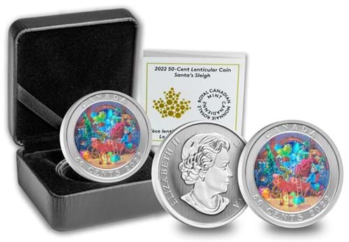 Santa's Sleigh Lenticular Coin And Packaging