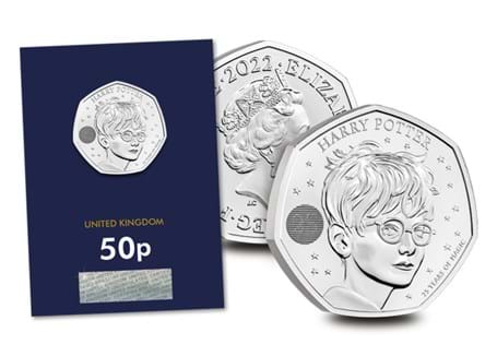This 2022 UK Harry Potter 50p coin has been struck to commemorate 25 years since the publication of the first Harry Potter book. It features Harry himself, and has been protectively encapsulated.