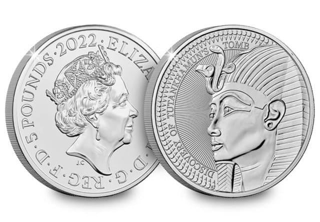 Tutankhamun BU 5 Pound Coin Obverse Reverse