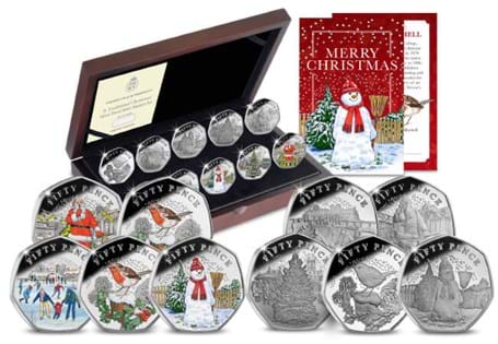 A special set of 50p coins have been released. Limited to 100 Mint Masters sets worldwide, each features TWO sets of silver Proof 50ps, one set with glitter and colour!