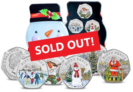 Issued for Christmas 2022, own all five brand new Traditional Christmas 50ps, struck to a Brilliant Uncirculated finish with the addition of vivid colour. Authorised for released by Guernsey.