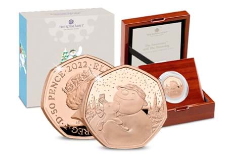 This brand-new 50p features the Snowman and the Snowdog on the film's 30th anniversary. Struck to 22 carat gold, this 50p is the first time the Snowdog has ever featured on UK coinage! LEP: 125