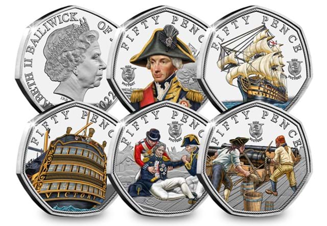 2022 Jersey HMS VICTORY SILVER With Colour 50Ps ALL