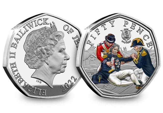 2022 Jersey HMS VICTORY SILVER With Colour 50Ps OBV REV Fall