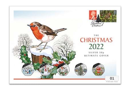 Your ultimate silver cover collection features the brand new 2022 A Traditional Christmas 50p coins in .925 Silver, alongside first class stamp and philatelic label postmarked on 1st December.