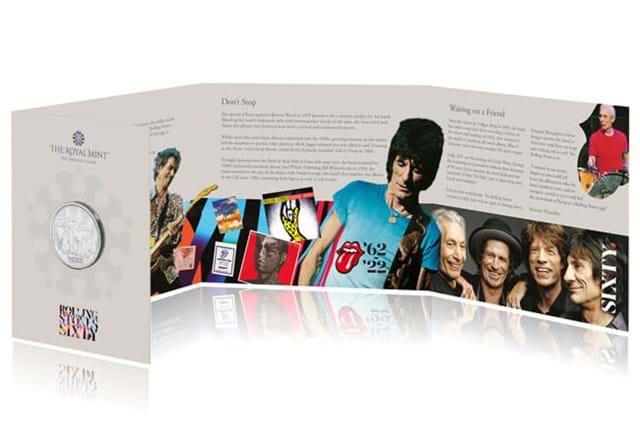 The Rolling Stones BU 5 Pound Coin Packaging Inside