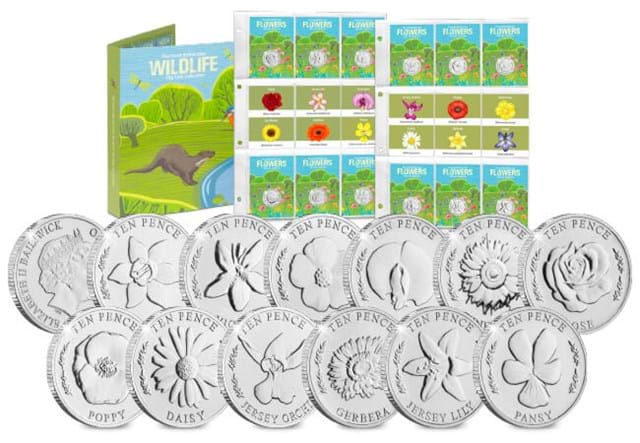 British Isles Flowers 10P Complete Coin Set