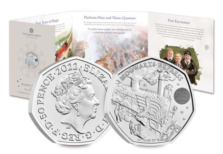 Own the 2022 Hogwarts Express BU 50p coin - part of the UK Harry Potter 50p series! Your coin comes presented in an official Royal Mint BU Pack with bespoke artwork.