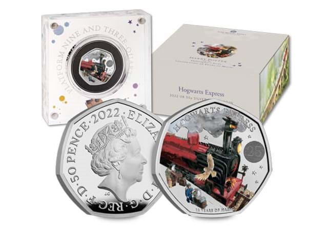 Harry Potter Hogwarts Express 50P Silver Obverse Reverse With Packaging