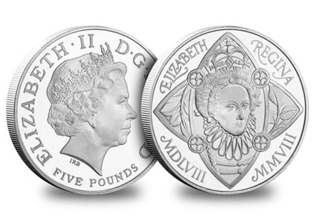 Issued in 2008 to mark the 450th anniversary of Queen Elizabeth I's accession to the throne. Reverse design features a crowned portrait of Queen Elizabeth I set within a mandorla.