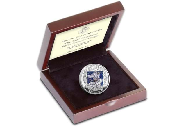 IOM Christmas Silver Proof Sovereign Wooden Box