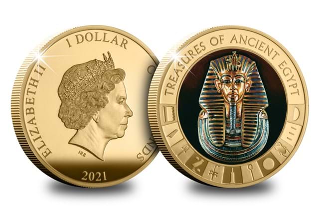 2021 Gold Plated Tutankhamun Coin Obv Rev