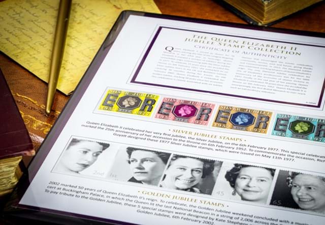 QEII Jubilee Stamp Collection Folder Close Up