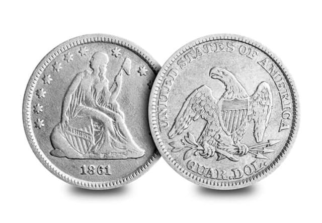 Civil War Commemorative Collection US Seated Liberty Quarter Obverse Reverse