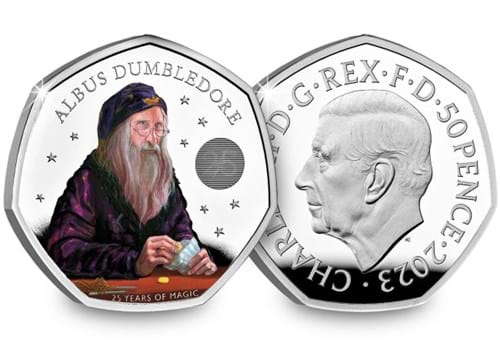 Professor Dumbledore Silver 50P Obverse Reverse