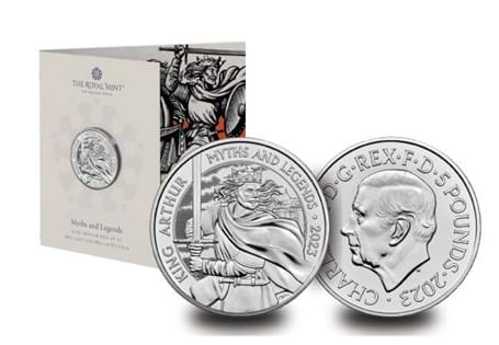 This UK 2023 £5 coin has been issued by The Royal Mint as the first BU £5 in the Myths and Legends series, this time celebrating King Arthur. Struck to brilliant uncirculated quality in TRM packaging.