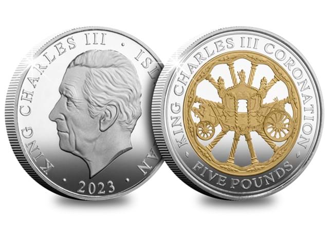 King Charles III Coronation Silver Isle of Man £5 Coin Obverse Reverse