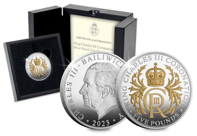 King Charles III Jersey Coronation Silver £5 With Box