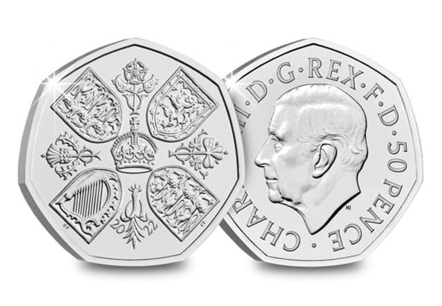 King Charles III First Portrait 50P Coin