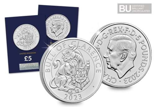 Certified BU Bull of Clarence £5 Obverse Reverse With Packaging