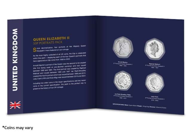 Inside The QEII 50P Portraits Collecting Pack