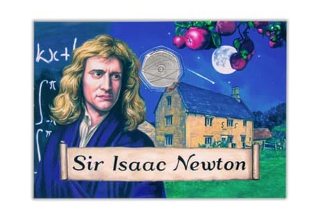 The 2017 Sir Isaac Newton 50p is presented in the exclusive "History of Britain" Presentation Pack in circulated quality. This coin commemorates the achievements of Sir Isaac Newton.