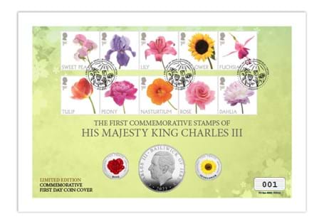 King Charles III's first special Royal Mail stamps feature on this commemorative coin and stamp cover.