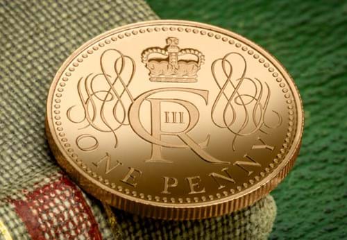 Coronation 9Ct Gold Penny Obverse On Antique Green Book