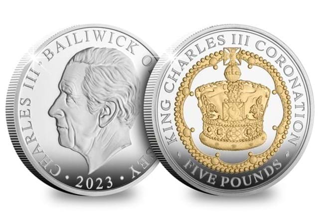 Silver Guernsey King Charles III Coroantion £5 Obverse Reverse
