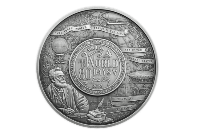 Around The World In 80 Days Silver Coin Reverse Underneath