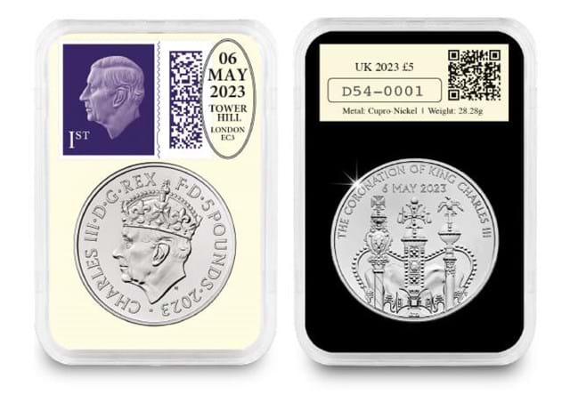 Coronation Of KCIII BU 50P And £5 Pair Datestamp £5 In Capsule