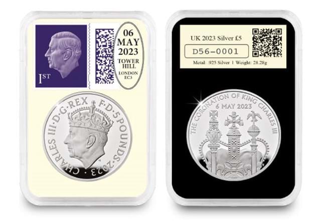 Coronation Of KCIII Silver 50P And £5 Pair Datestamp £5 In Capsule