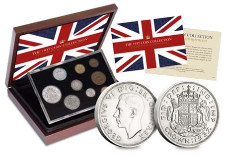 This historic coin collection is comprised of the circulating UK coins from 1937, including the 1937 Coronation Crown